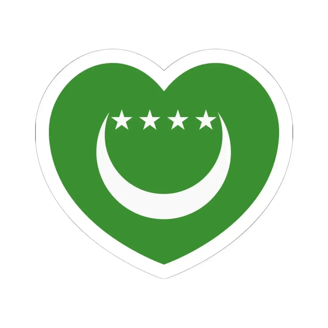 Heart Flag of Comoros 1992-1996 - STICKER Vinyl Kiss-Cut Decal 6 Inch White - The Sticker Space
