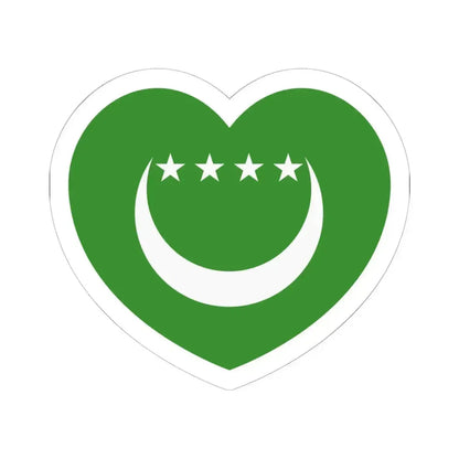 Heart Flag of Comoros 1992-1996 - STICKER Vinyl Kiss-Cut Decal 6 Inch White - The Sticker Space