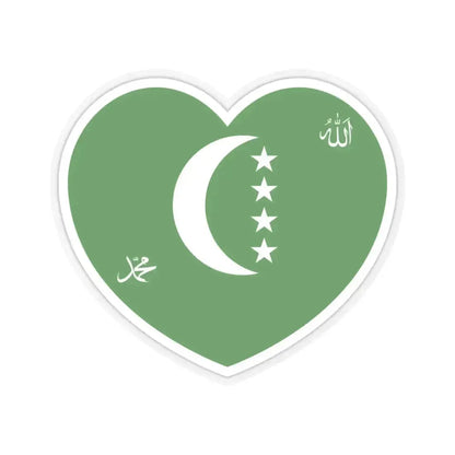 Heart Flag of Comoros 1996-2001 - STICKER Vinyl Kiss-Cut Decal 6 Inch Transparent - The Sticker Space