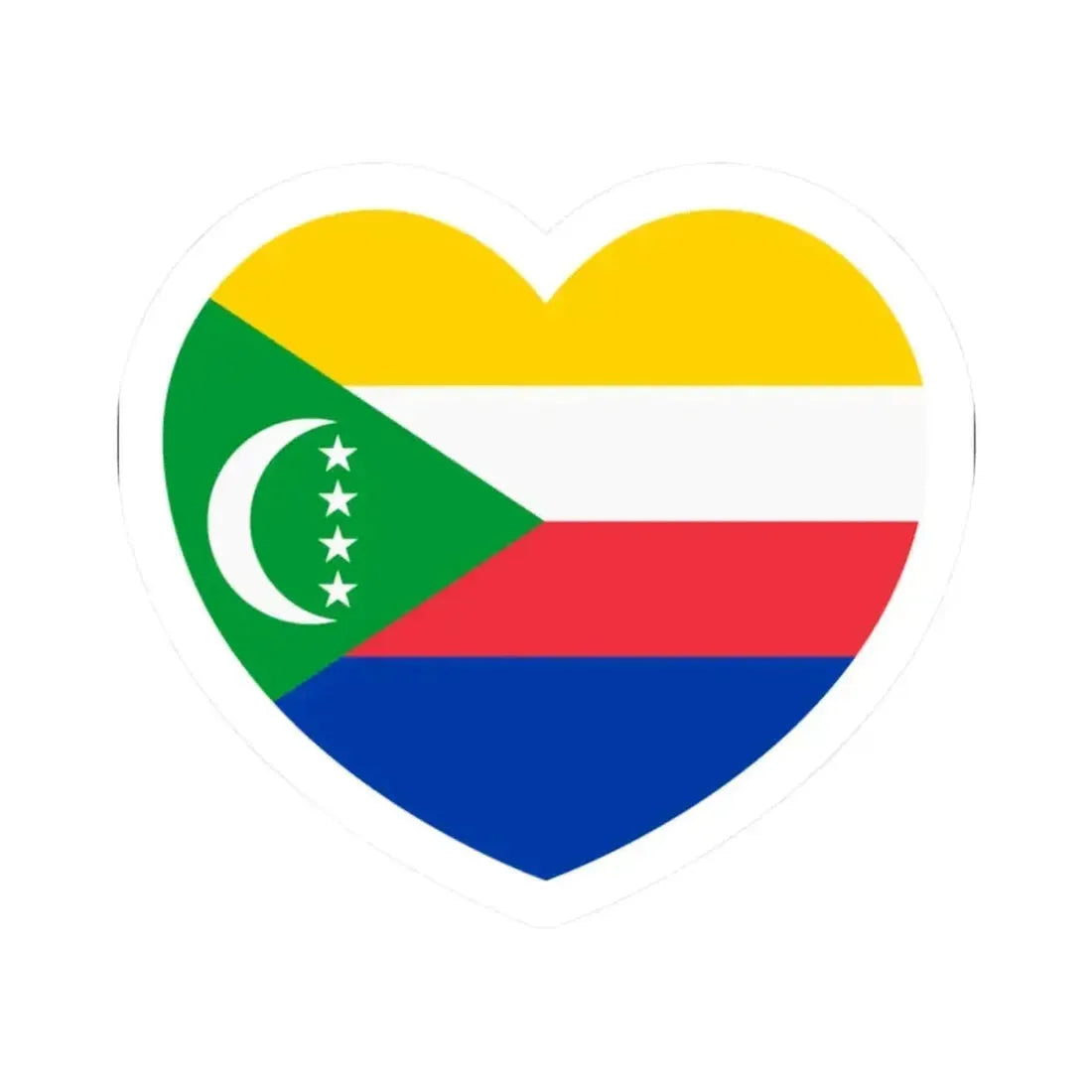 Heart Flag of Comoros - STICKER Vinyl Kiss-Cut Decal 2 Inch White - The Sticker Space