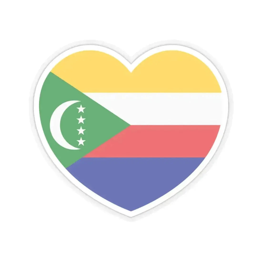 Heart Flag of Comoros - STICKER Vinyl Kiss-Cut Decal 3 Inch Transparent - The Sticker Space