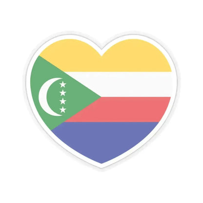 Heart Flag of Comoros - STICKER Vinyl Kiss-Cut Decal 3 Inch Transparent - The Sticker Space