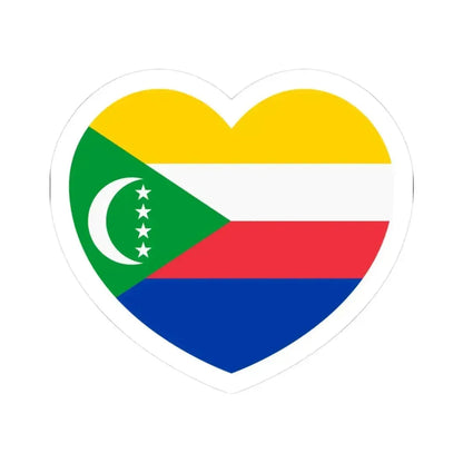 Heart Flag of Comoros - STICKER Vinyl Kiss-Cut Decal 3 Inch White - The Sticker Space