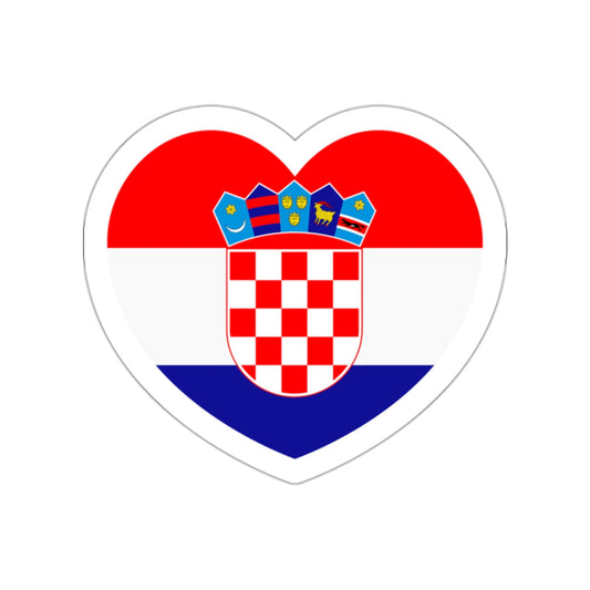 Heart Flag of Croatia - STICKER Vinyl Die-Cut Decal-White-The Sticker Space