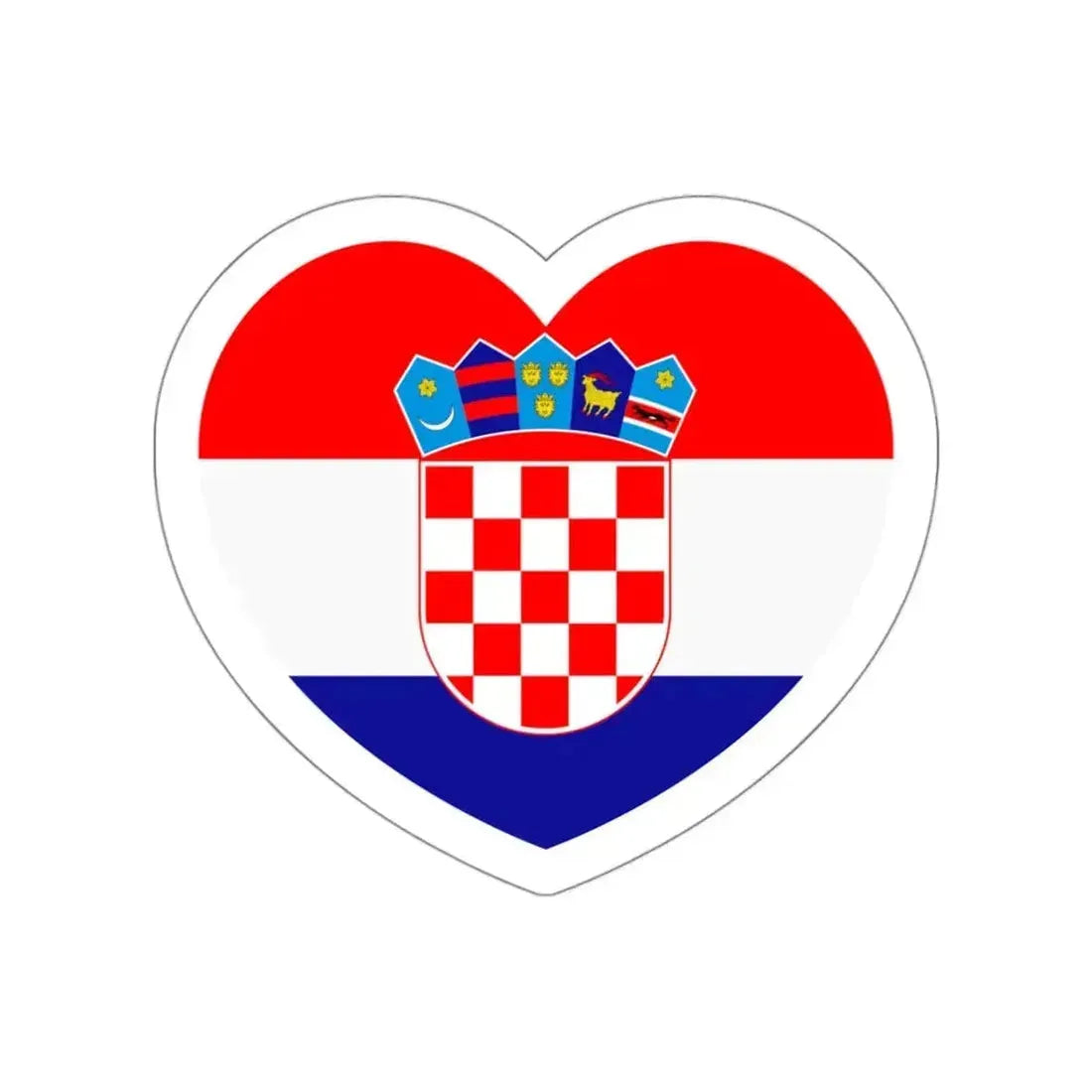 Heart Flag of Croatia - STICKER Vinyl Die-Cut Decal White Die-Cut 3 Inch - The Sticker Space