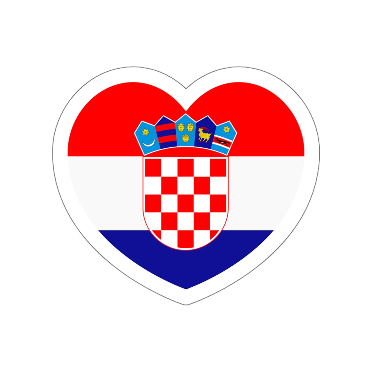 Heart Flag of Croatia - STICKER Vinyl Die-Cut Decal-White-The Sticker Space