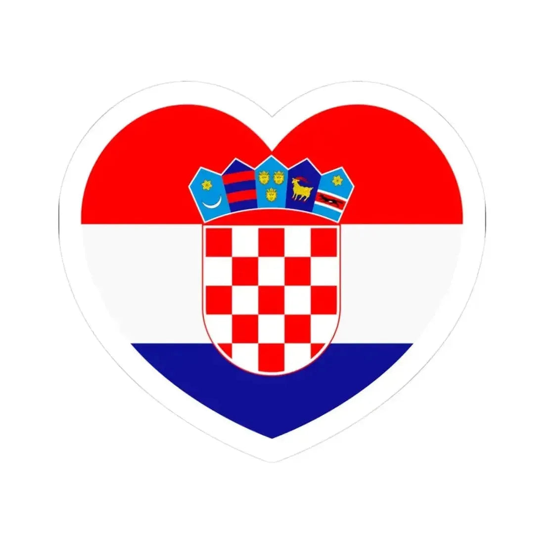 Heart Flag of Croatia - STICKER Vinyl Kiss-Cut Decal 3 Inch White - The Sticker Space