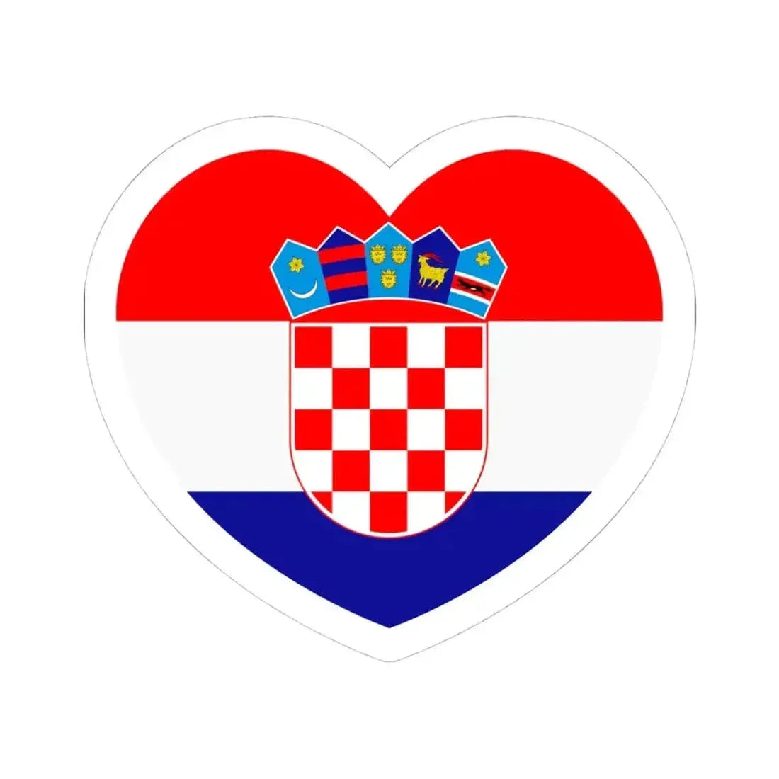 Heart Flag of Croatia - STICKER Vinyl Kiss-Cut Decal 4 Inch White - The Sticker Space