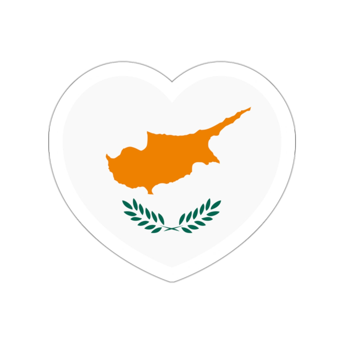 Heart Flag of Cyprus 1960-2006 - STICKER Vinyl Die-Cut Decal-White-The Sticker Space