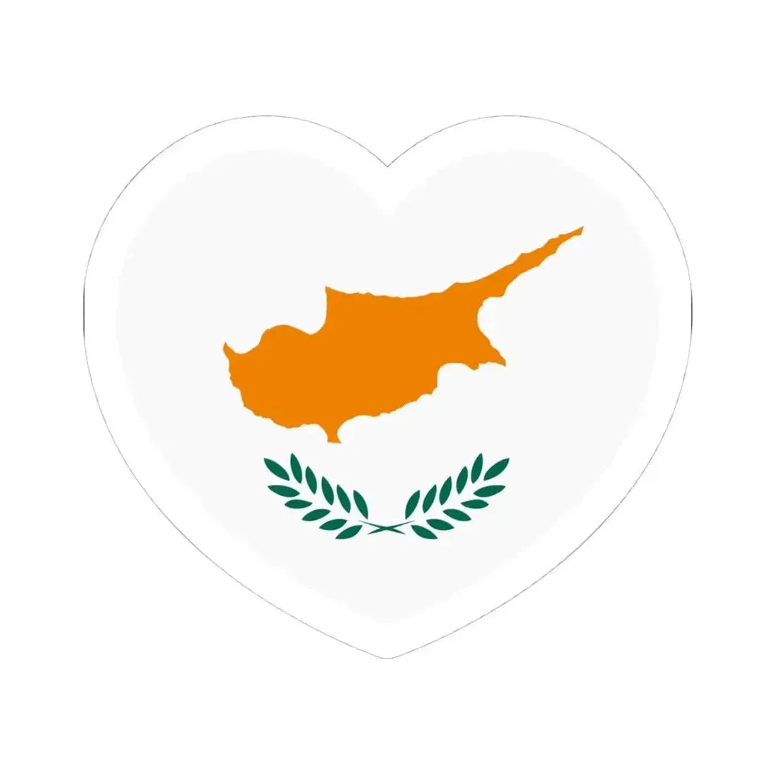 Heart Flag of Cyprus 1960-2006 - STICKER Vinyl Kiss-Cut Decal 4 Inch White - The Sticker Space