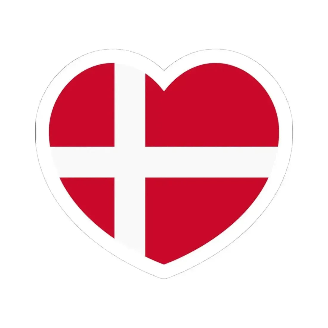 Heart Flag of Denmark - STICKER Vinyl Kiss-Cut Decal 4 Inch White - The Sticker Space