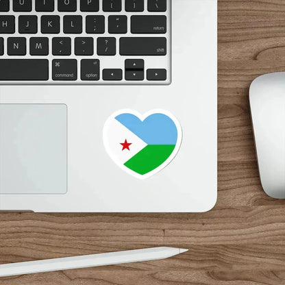 Heart Flag of Djibouti - STICKER Vinyl Die-Cut Decal - The Sticker Space