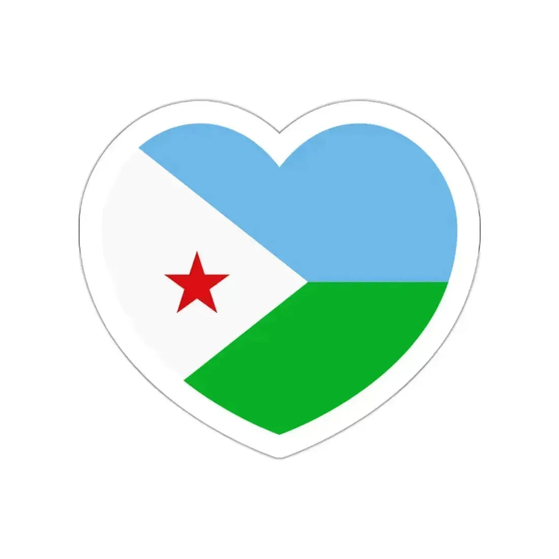 Heart Flag of Djibouti - STICKER Vinyl Die-Cut Decal White Die-Cut 2 Inch - The Sticker Space