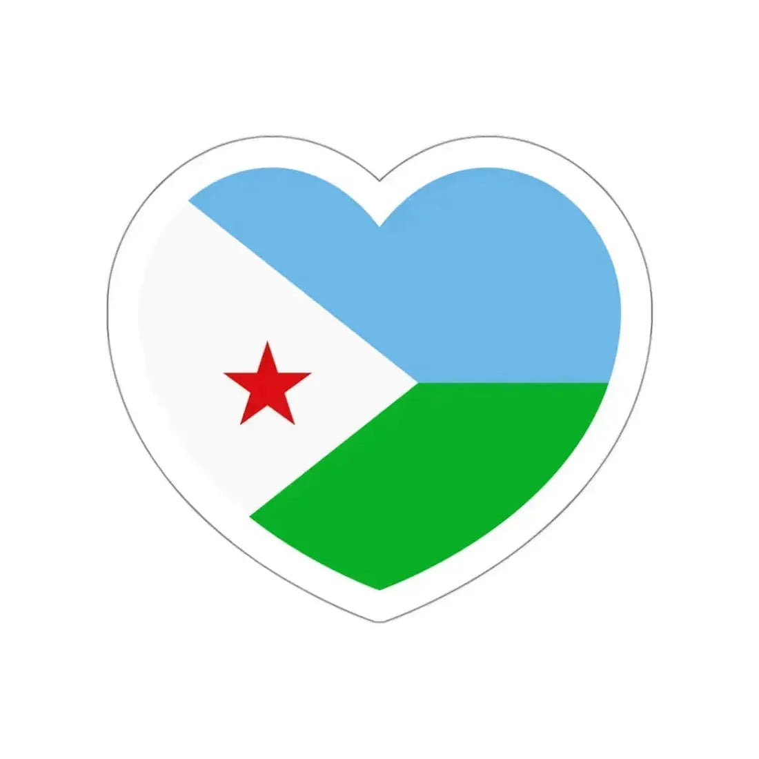 Heart Flag of Djibouti - STICKER Vinyl Die-Cut Decal White Die-Cut 3 Inch - The Sticker Space