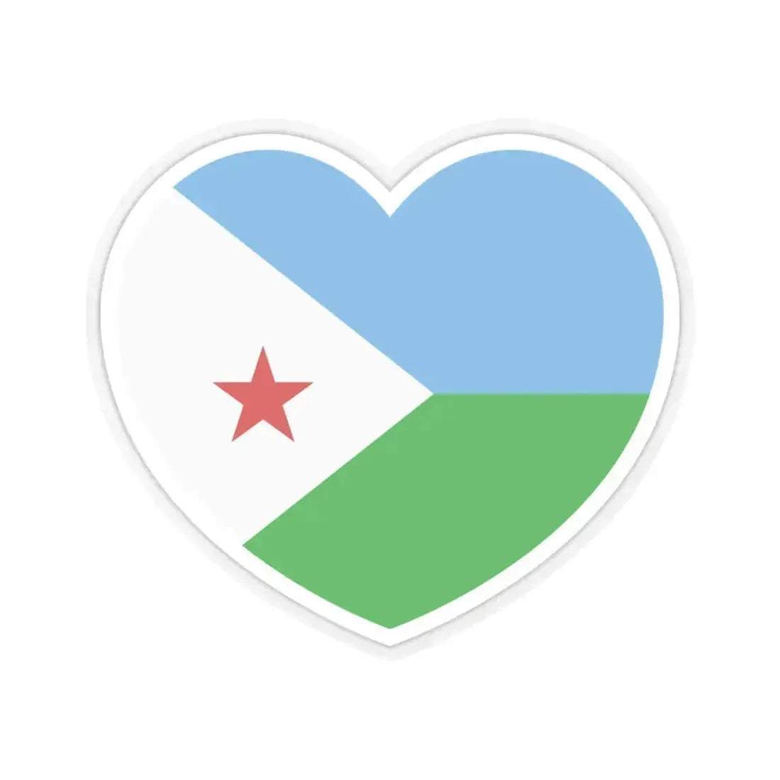 Heart Flag of Djibouti - STICKER Vinyl Kiss-Cut Decal 4 Inch Transparent - The Sticker Space