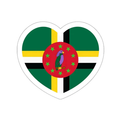 Heart Flag of Dominica 1978-1981 - STICKER Vinyl Die-Cut Decal White Die-Cut 2 Inch - The Sticker Space