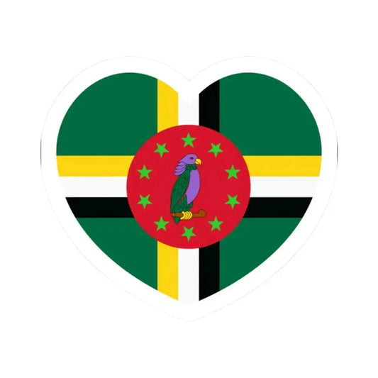 Heart Flag of Dominica 1978-1981 - STICKER Vinyl Kiss-Cut Decal 2 Inch White - The Sticker Space