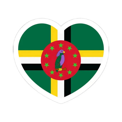 Heart Flag of Dominica 1978-1981 - STICKER Vinyl Kiss-Cut Decal 4 Inch White - The Sticker Space