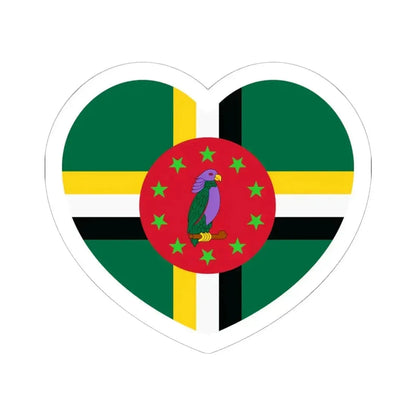 Heart Flag of Dominica 1978-1981 - STICKER Vinyl Kiss-Cut Decal 6 Inch White - The Sticker Space