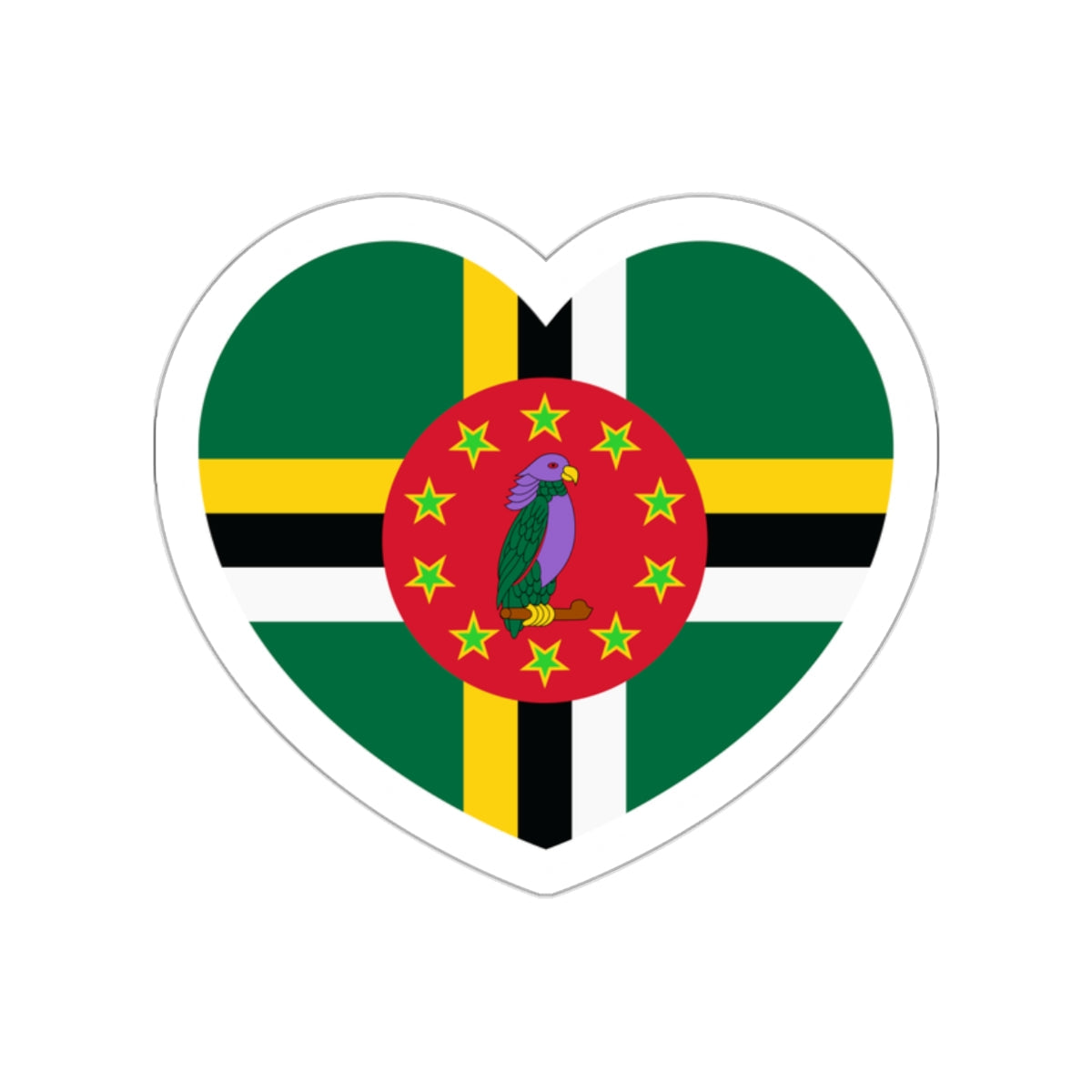 Heart Flag of Dominica 1981-1988 - STICKER Vinyl Die-Cut Decal-White-The Sticker Space