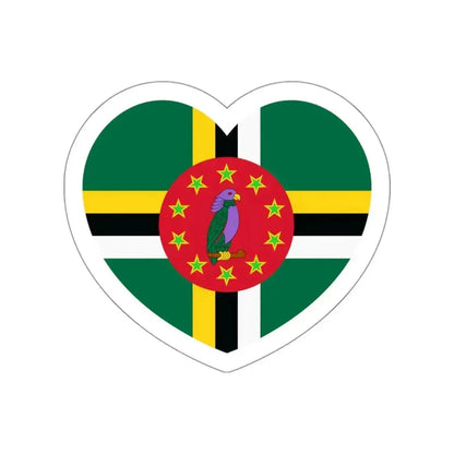 Heart Flag of Dominica 1981-1988 - STICKER Vinyl Die-Cut Decal White Die-Cut 3 Inch - The Sticker Space