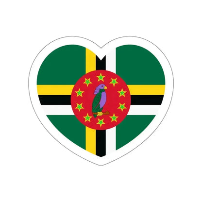 Heart Flag of Dominica 1981-1988 - STICKER Vinyl Die-Cut Decal White Die-Cut 6 Inch - The Sticker Space
