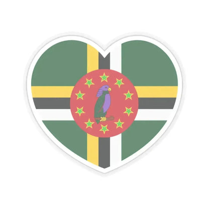 Heart Flag of Dominica 1981-1988 - STICKER Vinyl Kiss-Cut Decal 2 Inch Transparent - The Sticker Space