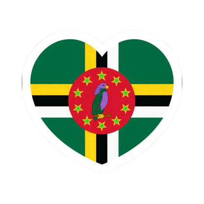Heart Flag of Dominica 1981-1988 - STICKER Vinyl Kiss-Cut Decal 2 Inch White - The Sticker Space