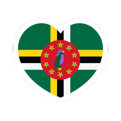 Heart Flag of Dominica 1981-1988 - STICKER Vinyl Kiss-Cut Decal 3 Inch White - The Sticker Space