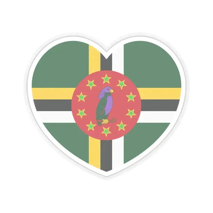 Heart Flag of Dominica 1981-1988 - STICKER Vinyl Kiss-Cut Decal 4 Inch Transparent - The Sticker Space