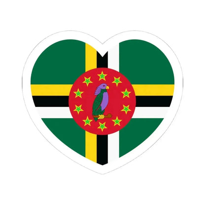 Heart Flag of Dominica 1981-1988 - STICKER Vinyl Kiss-Cut Decal 4 Inch White - The Sticker Space