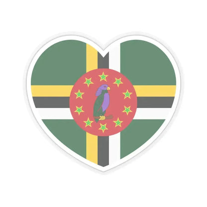 Heart Flag of Dominica 1981-1988 - STICKER Vinyl Kiss-Cut Decal 6 Inch Transparent - The Sticker Space