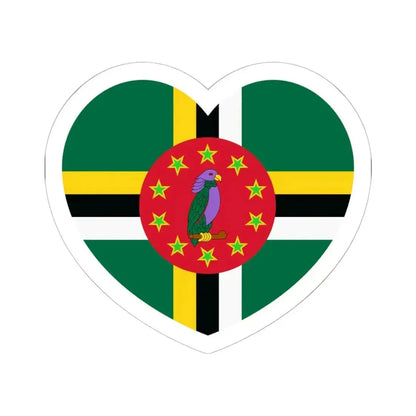 Heart Flag of Dominica 1981-1988 - STICKER Vinyl Kiss-Cut Decal 6 Inch White - The Sticker Space