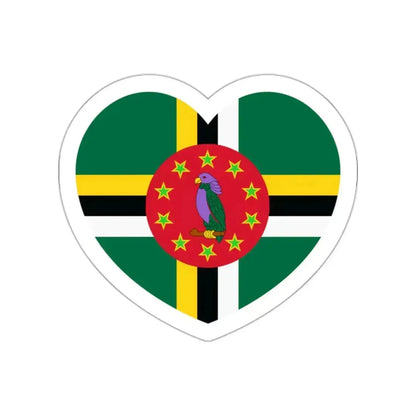 Heart Flag of Dominica 1988-1990 - STICKER Vinyl Die-Cut Decal White Die-Cut 2 Inch - The Sticker Space