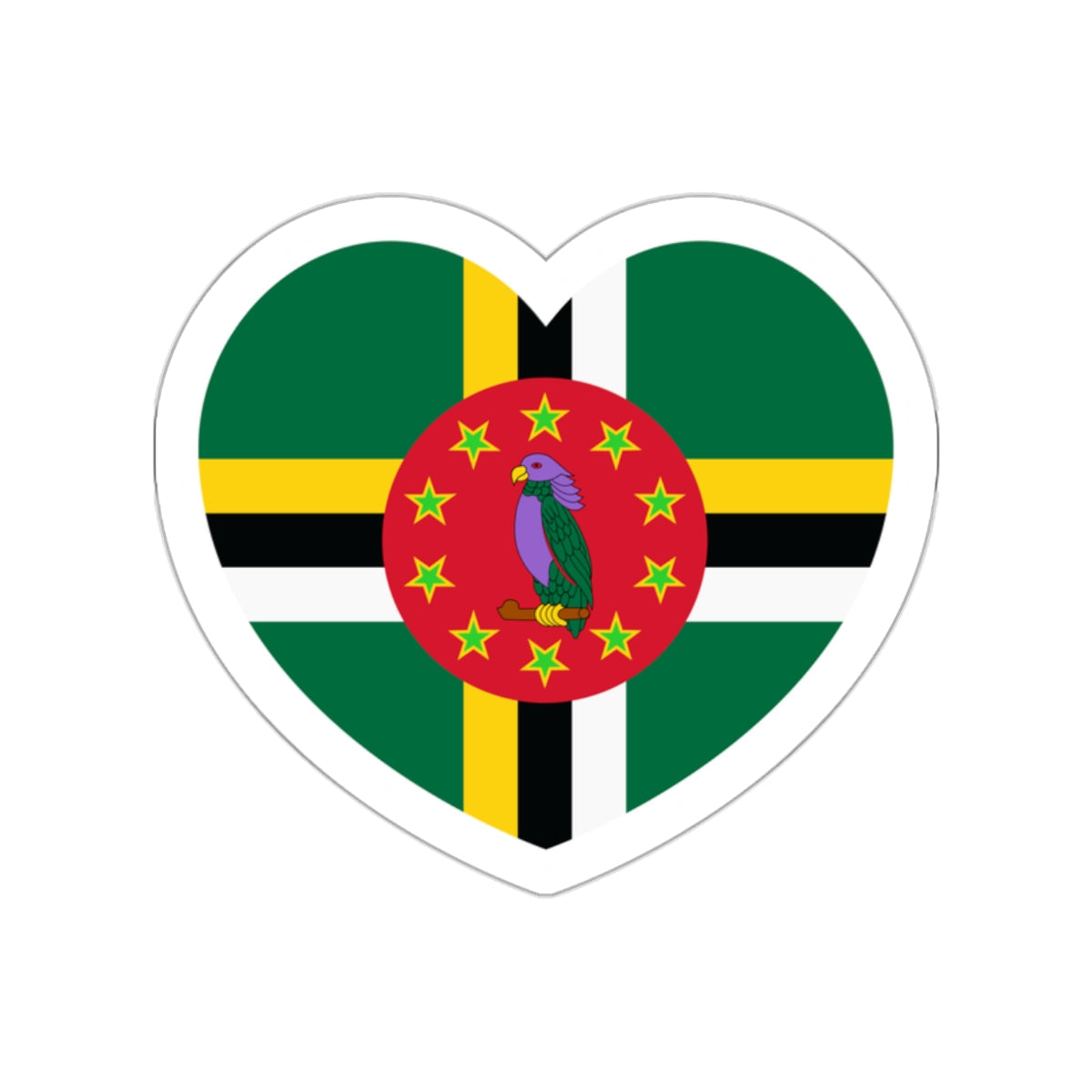 Heart Flag of Dominica 1988-1990 - STICKER Vinyl Die-Cut Decal-White-The Sticker Space