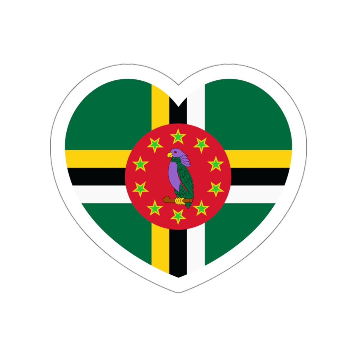 Heart Flag of Dominica 1988-1990 - STICKER Vinyl Die-Cut Decal-White-The Sticker Space