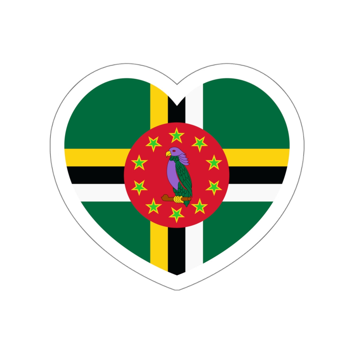 Heart Flag of Dominica 1988-1990 - STICKER Vinyl Die-Cut Decal-White-The Sticker Space