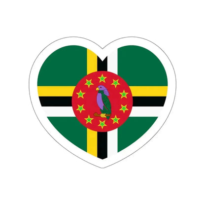 Heart Flag of Dominica 1988-1990 - STICKER Vinyl Die-Cut Decal White Die-Cut 4 Inch - The Sticker Space