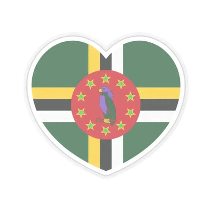 Heart Flag of Dominica 1988-1990 - STICKER Vinyl Kiss-Cut Decal 2 Inch Transparent - The Sticker Space