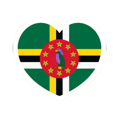 Heart Flag of Dominica 1988-1990 - STICKER Vinyl Kiss-Cut Decal 2 Inch White - The Sticker Space