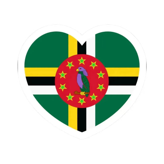 Heart Flag of Dominica 1988-1990 - STICKER Vinyl Kiss-Cut Decal 2 Inch White - The Sticker Space