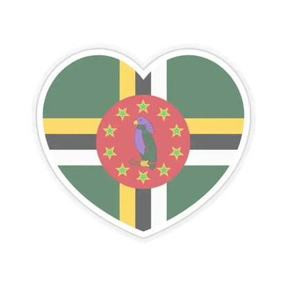 Heart Flag of Dominica 1988-1990 - STICKER Vinyl Kiss-Cut Decal 4 Inch Transparent - The Sticker Space
