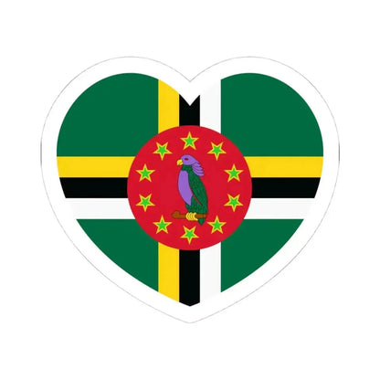 Heart Flag of Dominica 1988-1990 - STICKER Vinyl Kiss-Cut Decal 4 Inch White - The Sticker Space