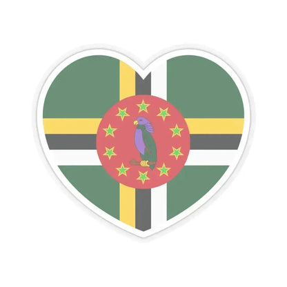 Heart Flag of Dominica 1988-1990 - STICKER Vinyl Kiss-Cut Decal 6 Inch Transparent - The Sticker Space