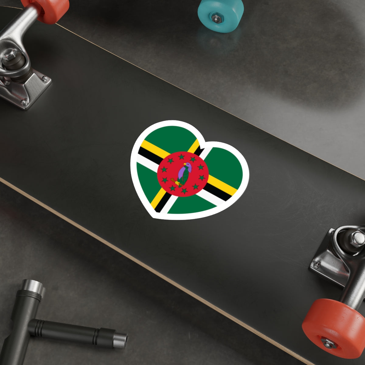 Heart Flag of Dominica - STICKER Vinyl Die-Cut Decal-The Sticker Space