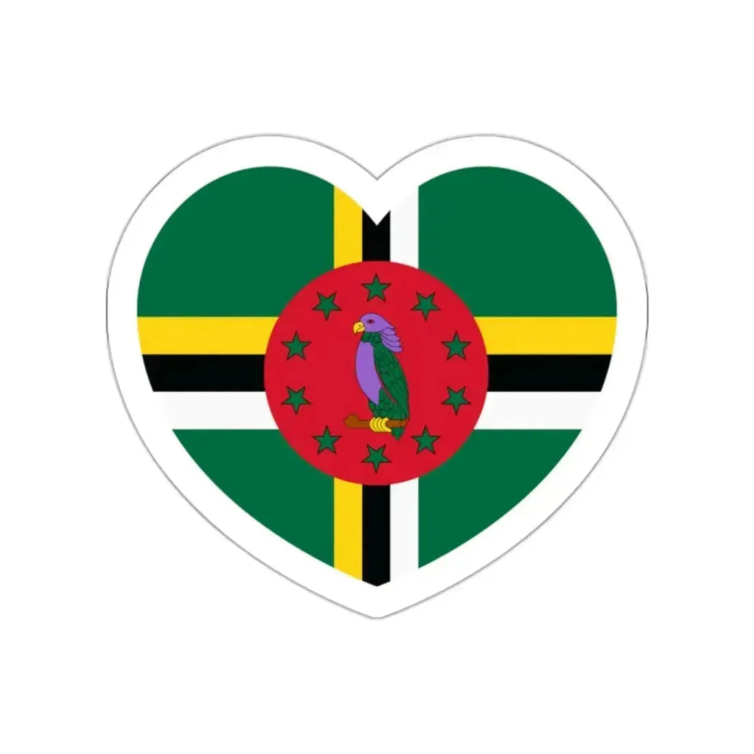Heart Flag of Dominica - STICKER Vinyl Die-Cut Decal White Die-Cut 2 Inch - The Sticker Space