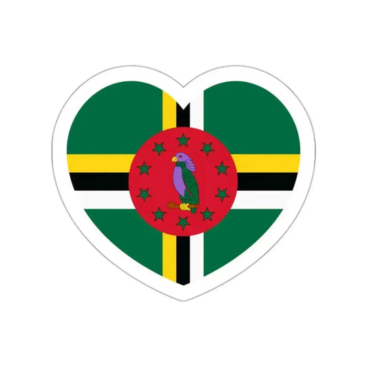 Heart Flag of Dominica - STICKER Vinyl Die-Cut Decal White Die-Cut 2 Inch - The Sticker Space