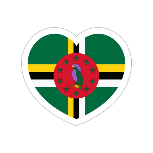 Heart Flag of Dominica - STICKER Vinyl Die-Cut Decal-White-The Sticker Space