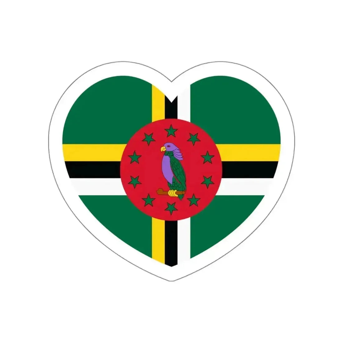 Heart Flag of Dominica - STICKER Vinyl Die-Cut Decal White Die-Cut 6 Inch - The Sticker Space