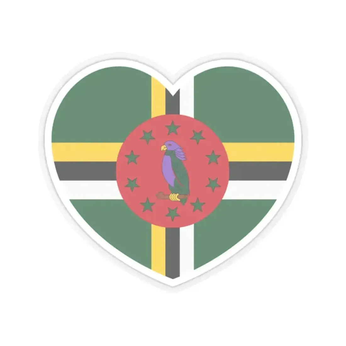 Heart Flag of Dominica - STICKER Vinyl Kiss-Cut Decal 2 Inch Transparent - The Sticker Space